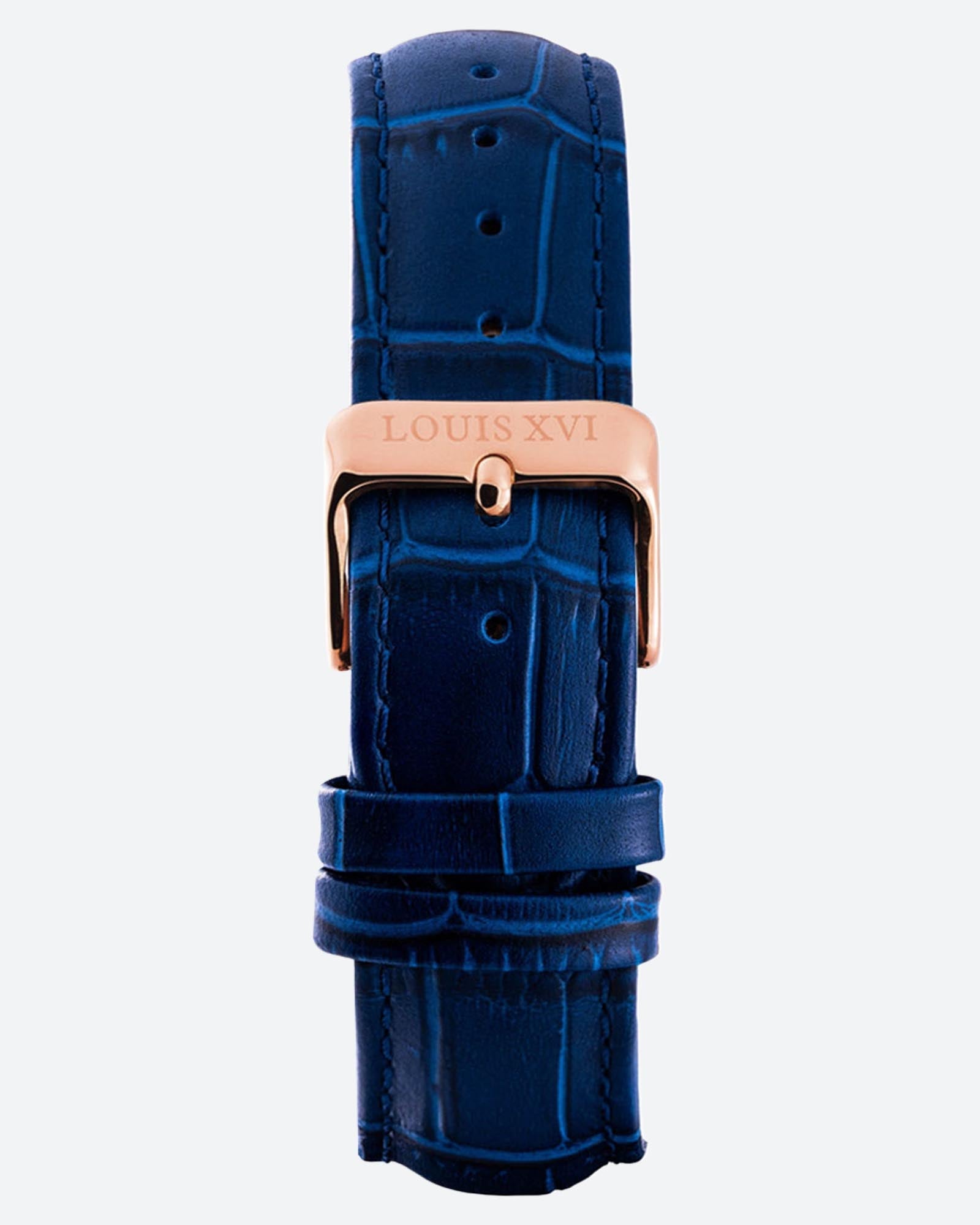 Leather Strap - Blue/Rose Gold